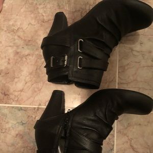 Black side zip heels